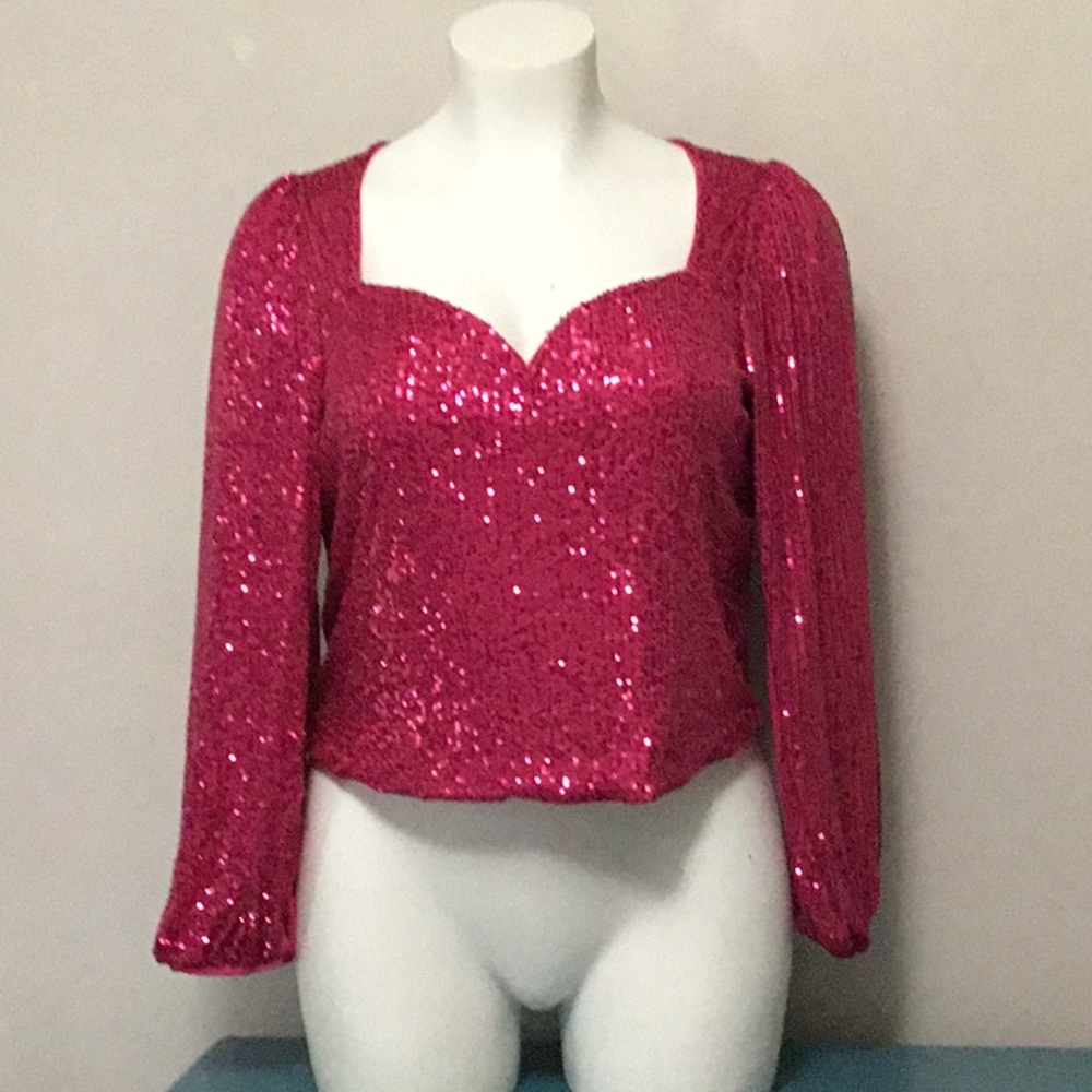 Pink Sequin Women's Top